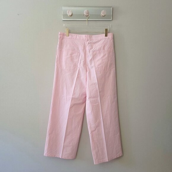 NWOT Zara light pink cotton wide leg, baggy fit, full length pants, L - Picture 7 of 8
